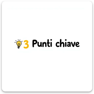 text '3 Punti chiave' in creative style with modern font, minimal icon of a light bulb next to the text, vibrant colors, original composition for presentations sticker