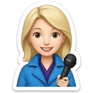 woman with winter clothes holding microphone sticker