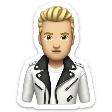 Punk rocker man with white leather jacket sticker