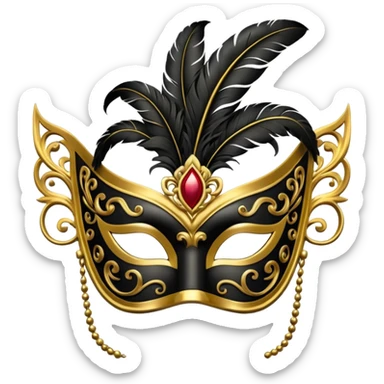 Elegant Venetian carnival mask, simple and bold, minimal details sticker