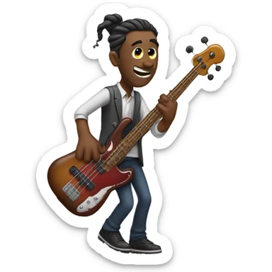 Man with twists down to his ear playing bass sticker