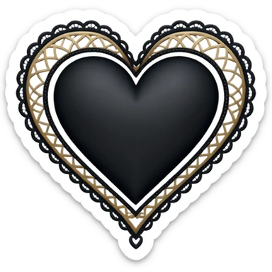 heart with a dark star and lace border sticker