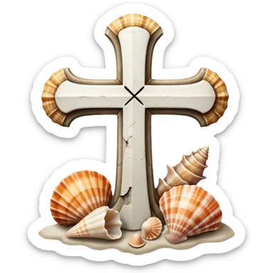 Cross with shells  sticker