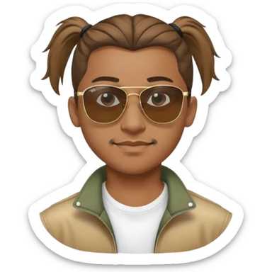 Light brown skin man with Ponytail hair and Rayban sunglasses sticker