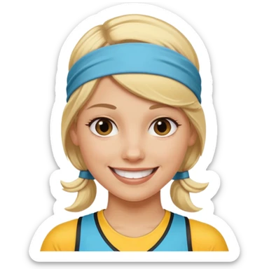 blonde female athelete with headband sticker