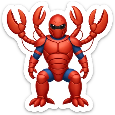 a lobster dressed as a superhero 🦞in the style of this lobster emoji sticker