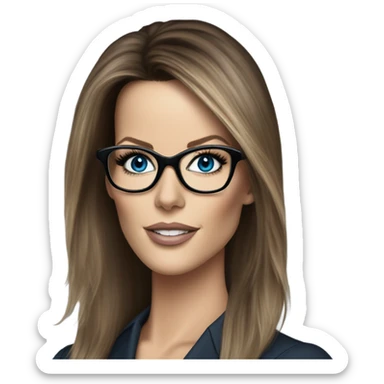 Hyper Realistic photo Kate Beckinsale blue eyes wearing glasses in a business meeting high fashion  sticker