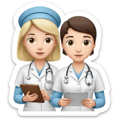 A nurse attending to a patient at the hospital sticker