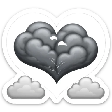 storm cloud above two hearts sticker
