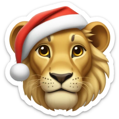 Simba with Santa hat sticker