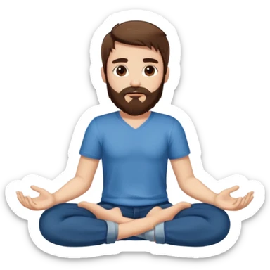 full body man long brown hair brown eyes medium beard white skin sitting cross-legged growing crystals from ground sticker