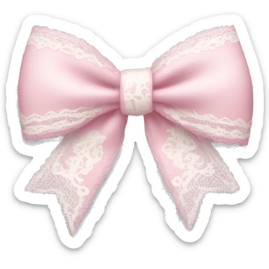 light pink bow with white lace on edges  sticker