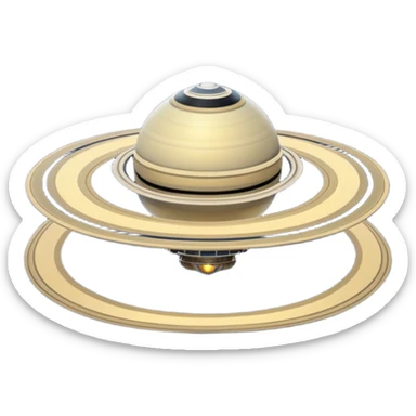 Saturn with a small spaceship flying through its rings emoji sticker
