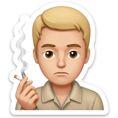 Annoyed person with a cig sticker