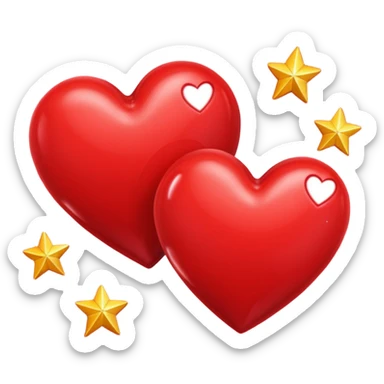 Two red hearts one beyond another with some stars in both the hearts sticker