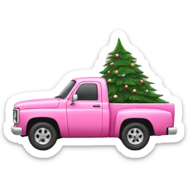 Pink pickup with Christmas tree  sticker
