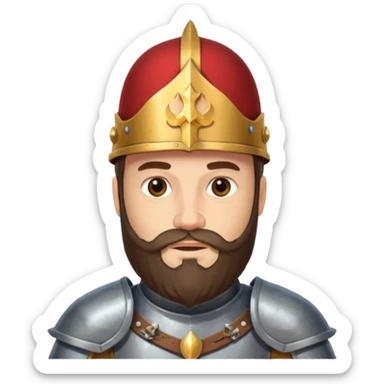 a royal western knight with full beard, wearing hat sticker