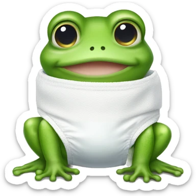 baby frog wearing a diaper sticker