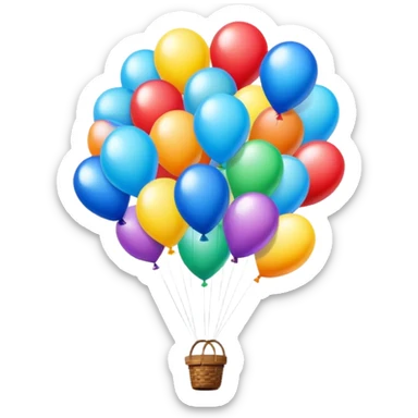 Colorful balloons floating upward in the blue sky sticker