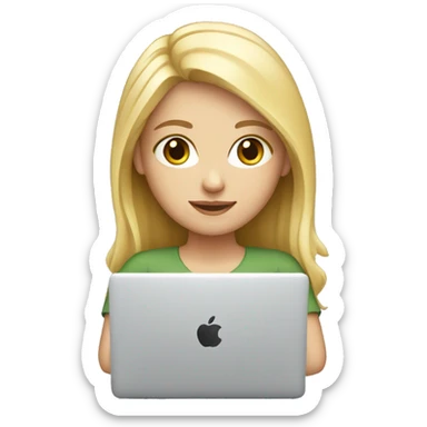 Blond white girl working on MacBook  sticker