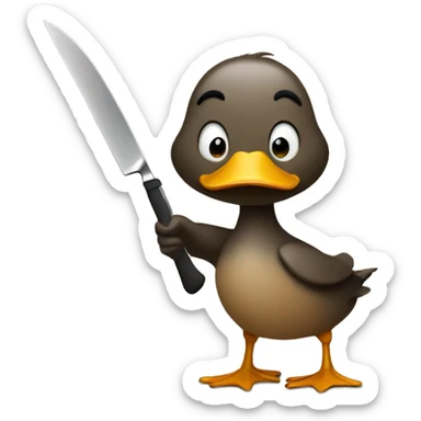 duck holding a knife  sticker