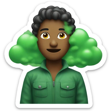 Person with green cloud around their waist sticker