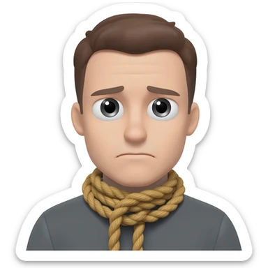 sad hangman with rope sticker