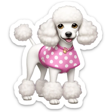 Short white poodle with pink boots and polka dot dress sticker