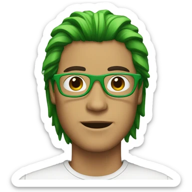 a guy with a green mullet and glasses sticker