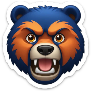 Dark Blue and Orange angry bear sticker