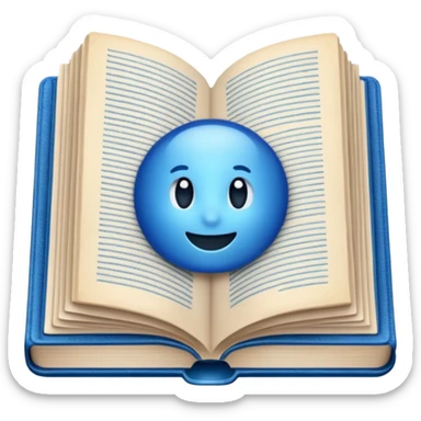 Opened book blue sticker