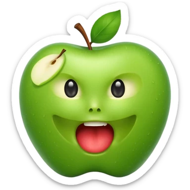 green apple with a bite taken out of it, looking fresh and slightly sour sticker