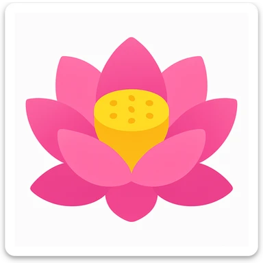Simplify the pink lotus flower by reducing the number of petals, in a style resembling emoji style with simple shapes and colors. sticker