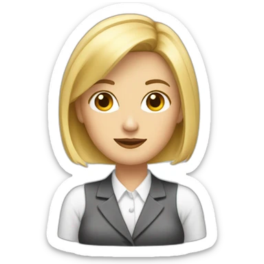 secretaire blonde avec un casque coupe de cheveux au carré sticker