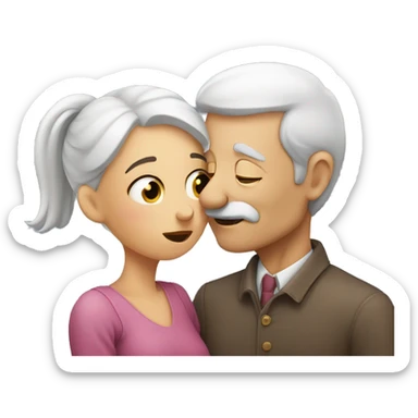 An old man kisses his girl sticker