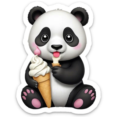 Panda eating ice cream sticker