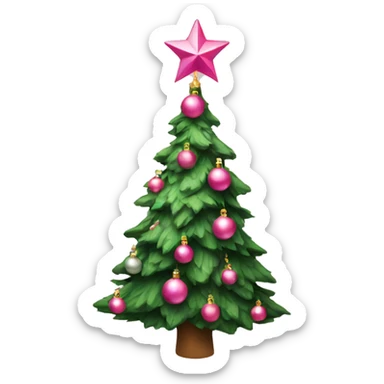 Christmas tree with pink ornaments  sticker