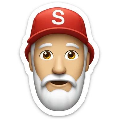 A  white bearded man wearing a red supreme hat  sticker