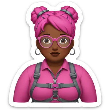 climber fat woman with dark pink bun hair and glassess sticker