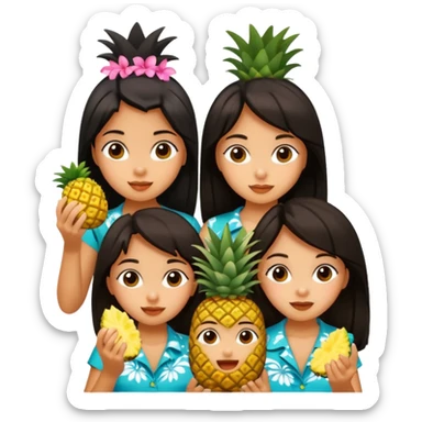 4 dark haired girls eating in Hawaii sticker