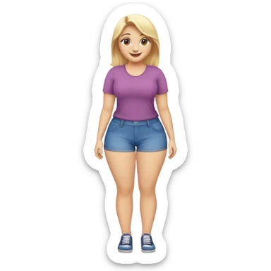 fullbody curvy blonde woman, realistic emoji style, casual pose, safe for work, smiling sticker