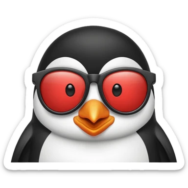 Pingüino con cabello  rubio estilo cool con gafas de sol color rojo sticker