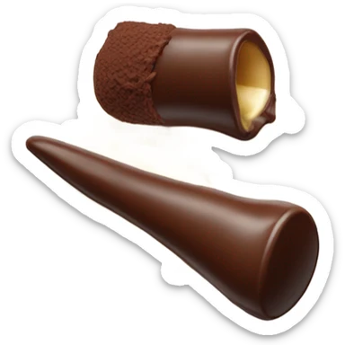 a chocolate quenelle and a larger vanilla quenelle on a plate sticker
