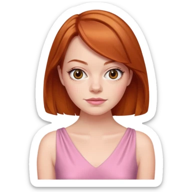 Emma Stone, orange brown hair, pink dress sticker