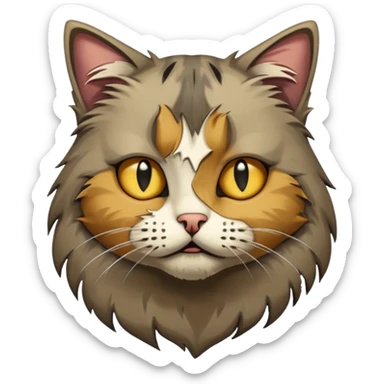 homeless poor cat with torn clothes  sticker