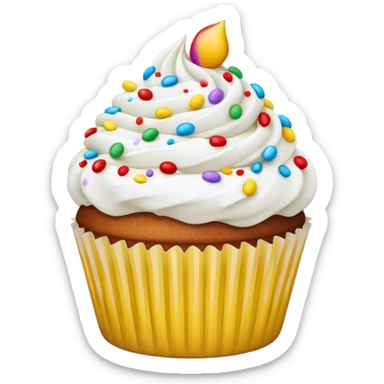 Cupcake with white icing and colorful sprinkles  sticker