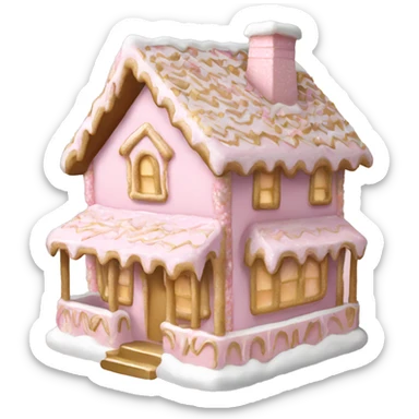 light pink and gold and white gingerbread house sticker