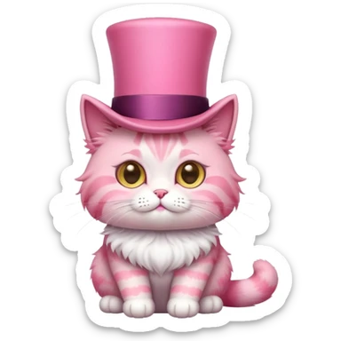 Pink cat with top hat sticker