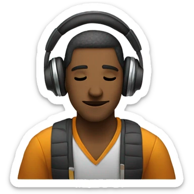 a man listening music and studying sticker