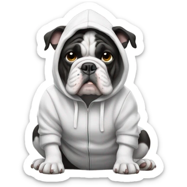 Black and white bulldog in a hoodie sticker